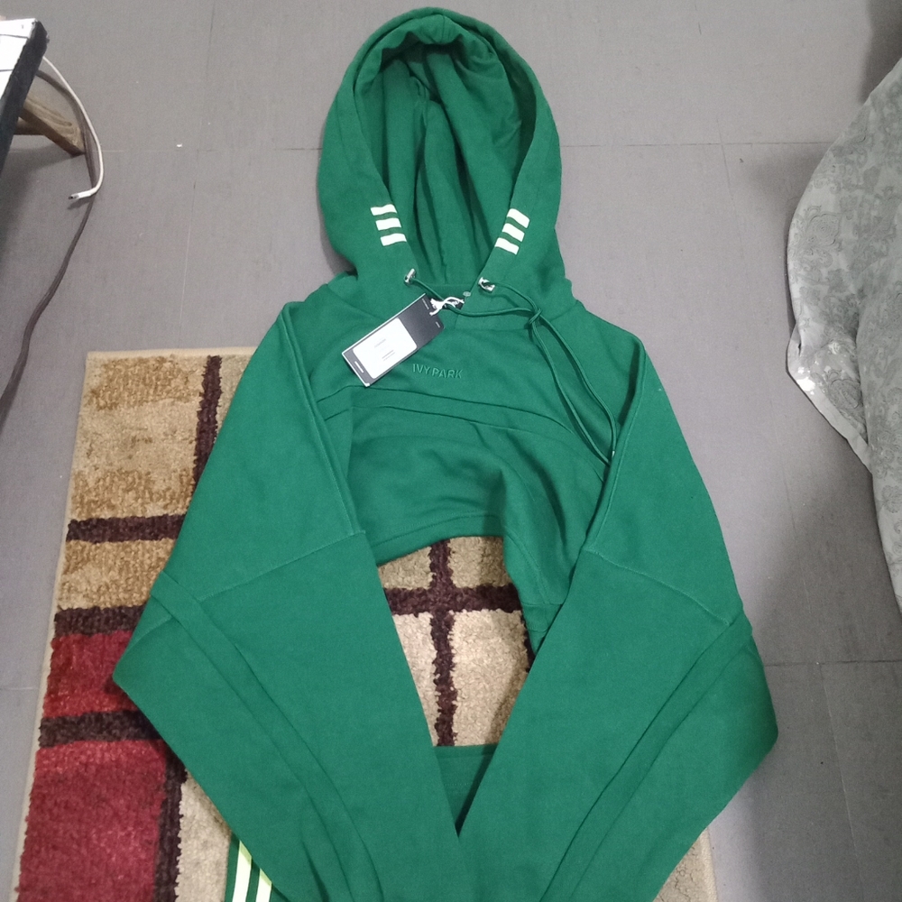 Adidas Ivy Park Hooded Cutout Dress Dark Green - Picture 7 of 8